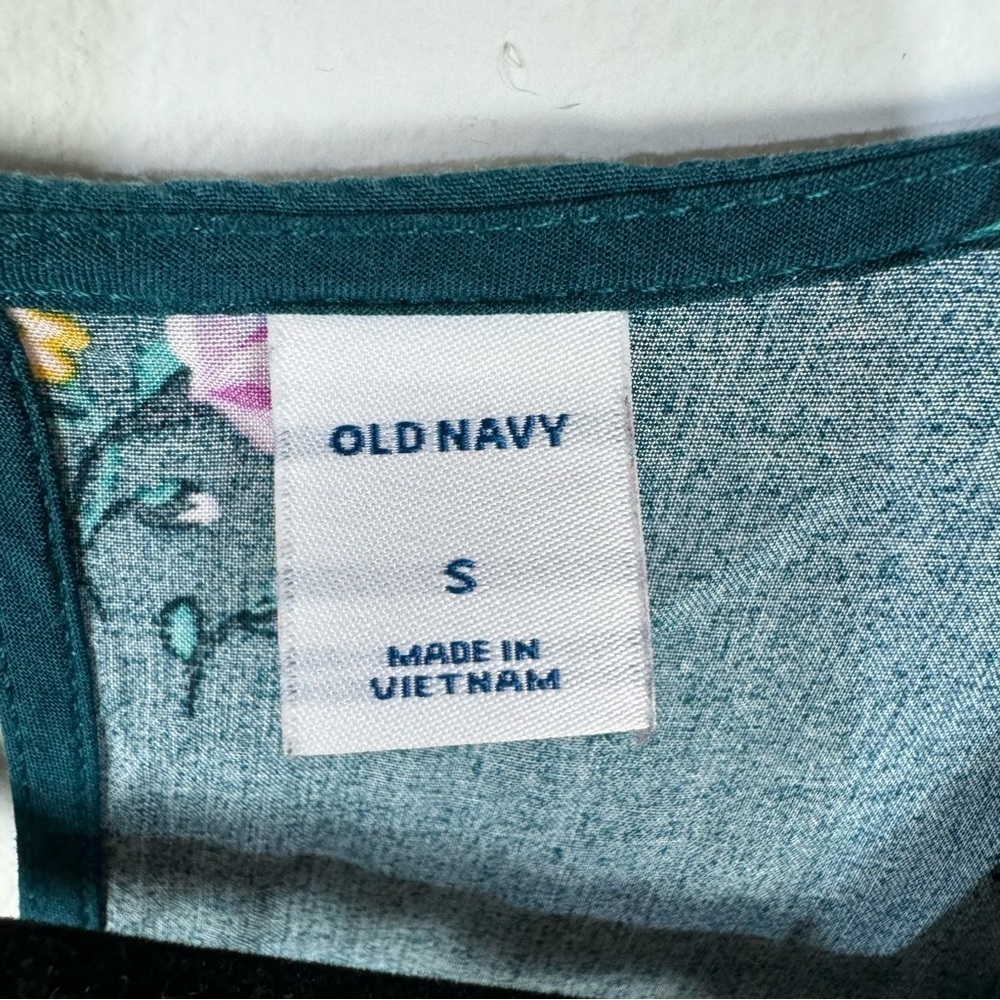 Old Navy Teal Green Floral Jumpsuit Open Back Casual - Picture 7 of 7